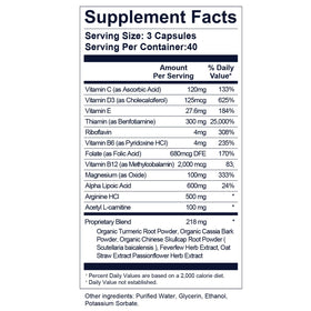 Vue de face de Life Nutrition Nerve Savior avec étiquette visible