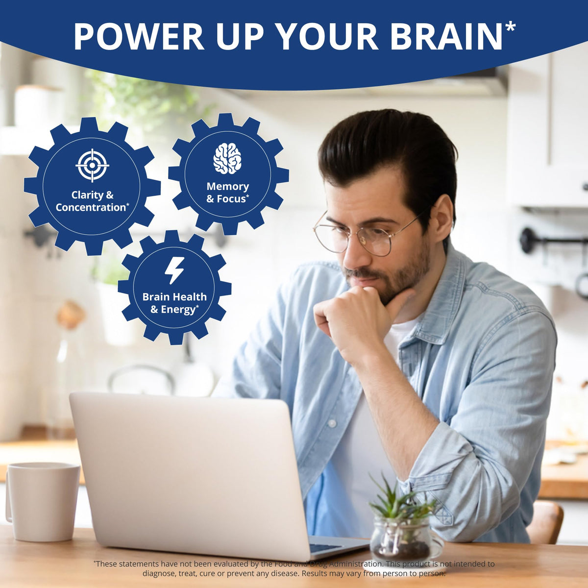 Vue de face de NuBest NuBrain avec étiquette