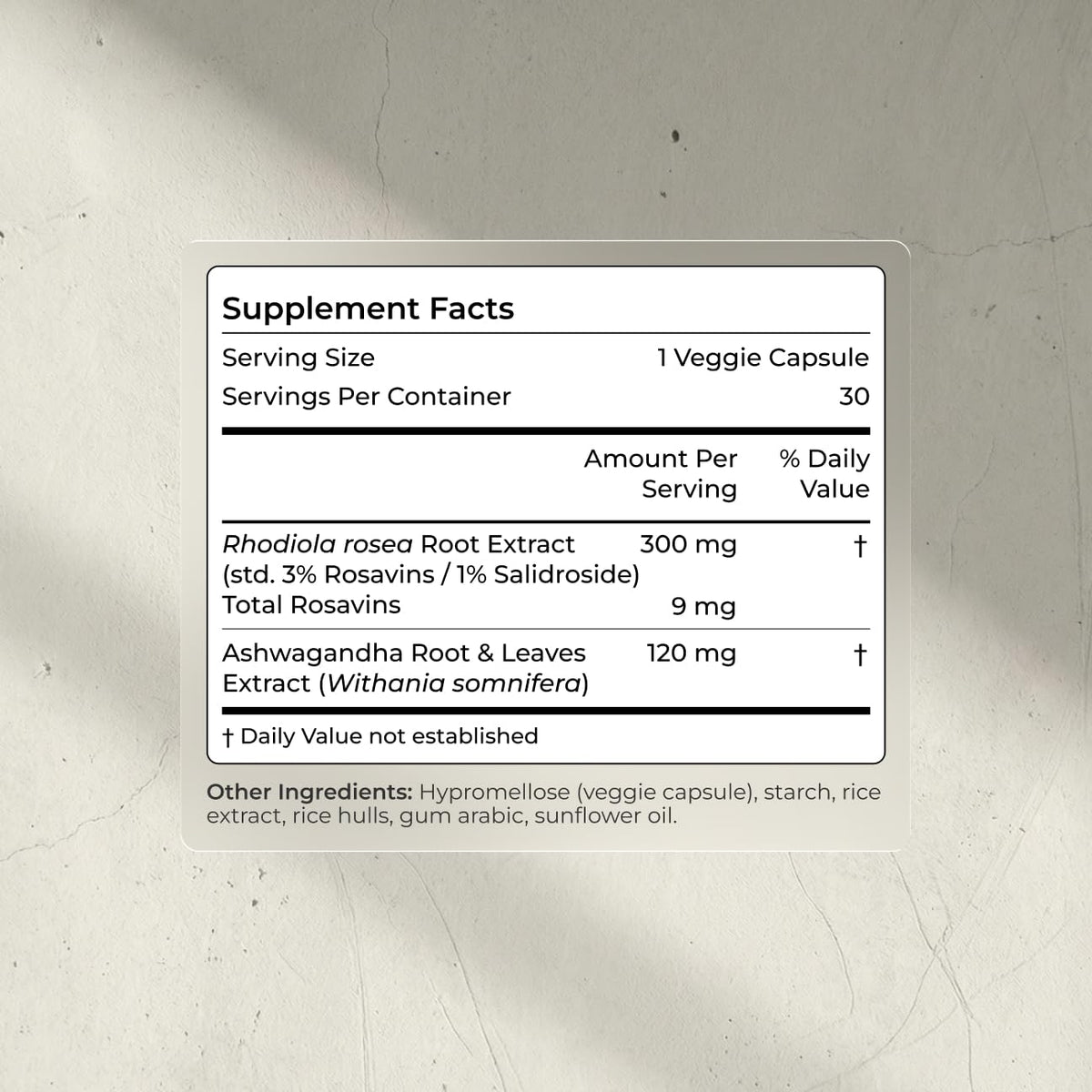 Vue de face des capsules Ashwagandha et Rhodiola Blueprint Bryan Johnson