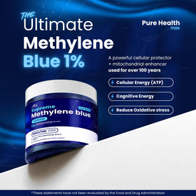 Vue de face des capsules de bleu de méthylène PURE HEALTH MAX