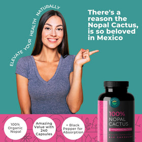 Vue de face des capsules de cactus nopal Eleva Nutrition