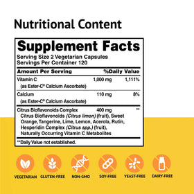 Vue de face des capsules Ester-C 500 mg