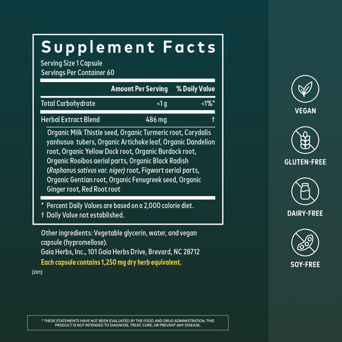 Vue de face des capsules Gaia Herbs Détox Foie
