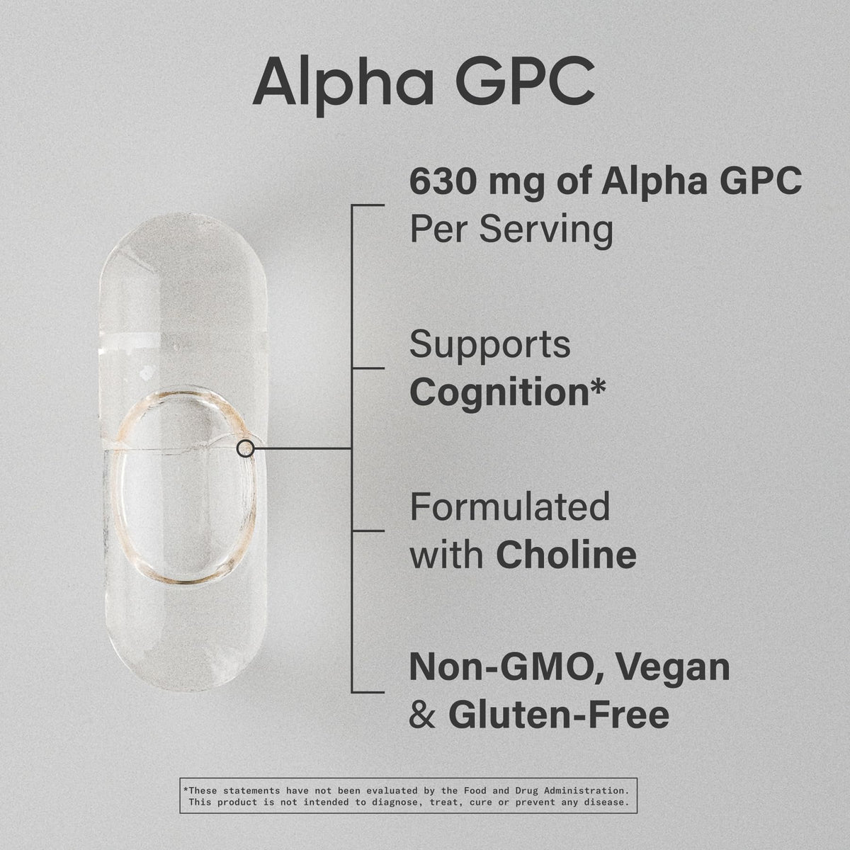 Vue de face des capsules liquides Alpha GPC de Sports Research