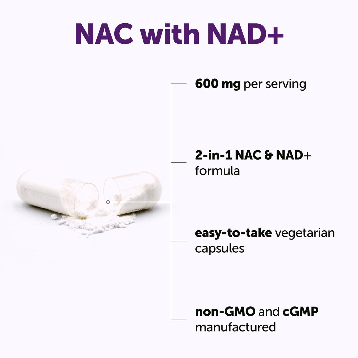 Vue de face des capsules Micro Ingredients NAC avec NAD+