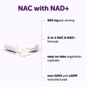 Vue de face des capsules Micro Ingredients NAC avec NAD+