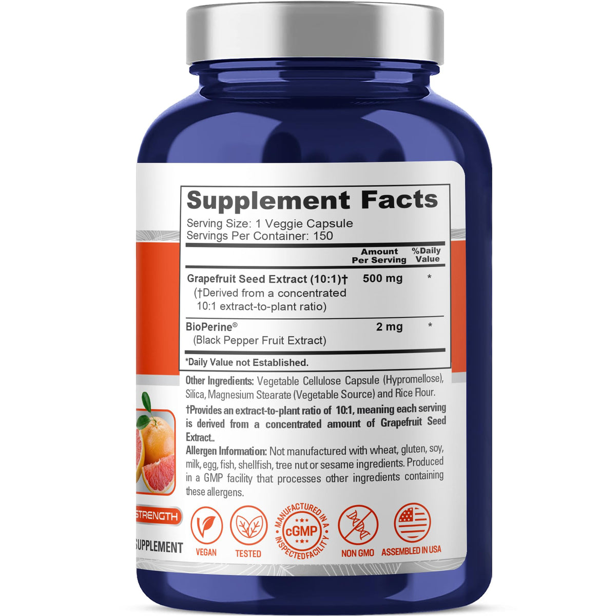 Vue de face des capsules NusaPure Extrait de Graisse de Pamplemousse