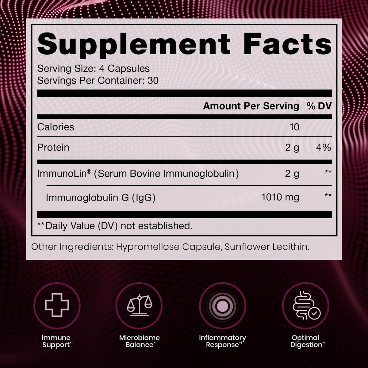 Vue de face des capsules Pure Therapro Rx Elite IgG