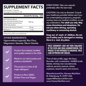 Vue de face des capsules Saw Palmetto PM HAVASU NUTRITION