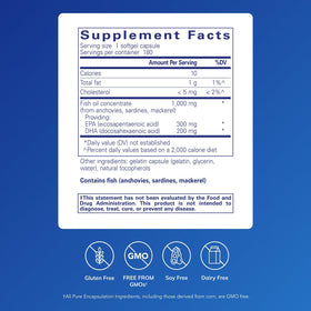 Vue de face des capsules softgel Pure Encapsulations EPA/DHA Essentials