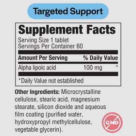Vue de face des comprimés d'acide alpha lipoïque PureFormulas