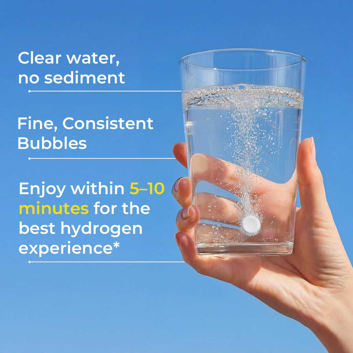 Vue de face des comprimés d'eau hydrogénée Proriginal