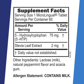 Vue de face des comprimés sublinguales 5-HTP 75 mg de quality Source