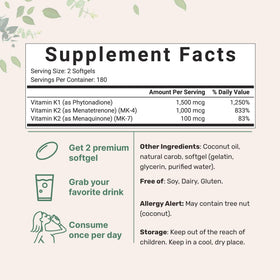 Vue de face des gélules de vitamine K Micro Ingredients avec emballage