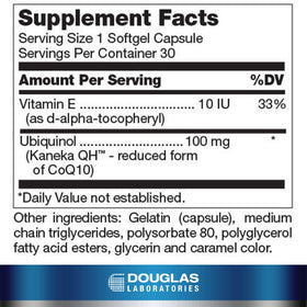 Vue de face des gélules Ubiquinol-QH Douglas Laboratories