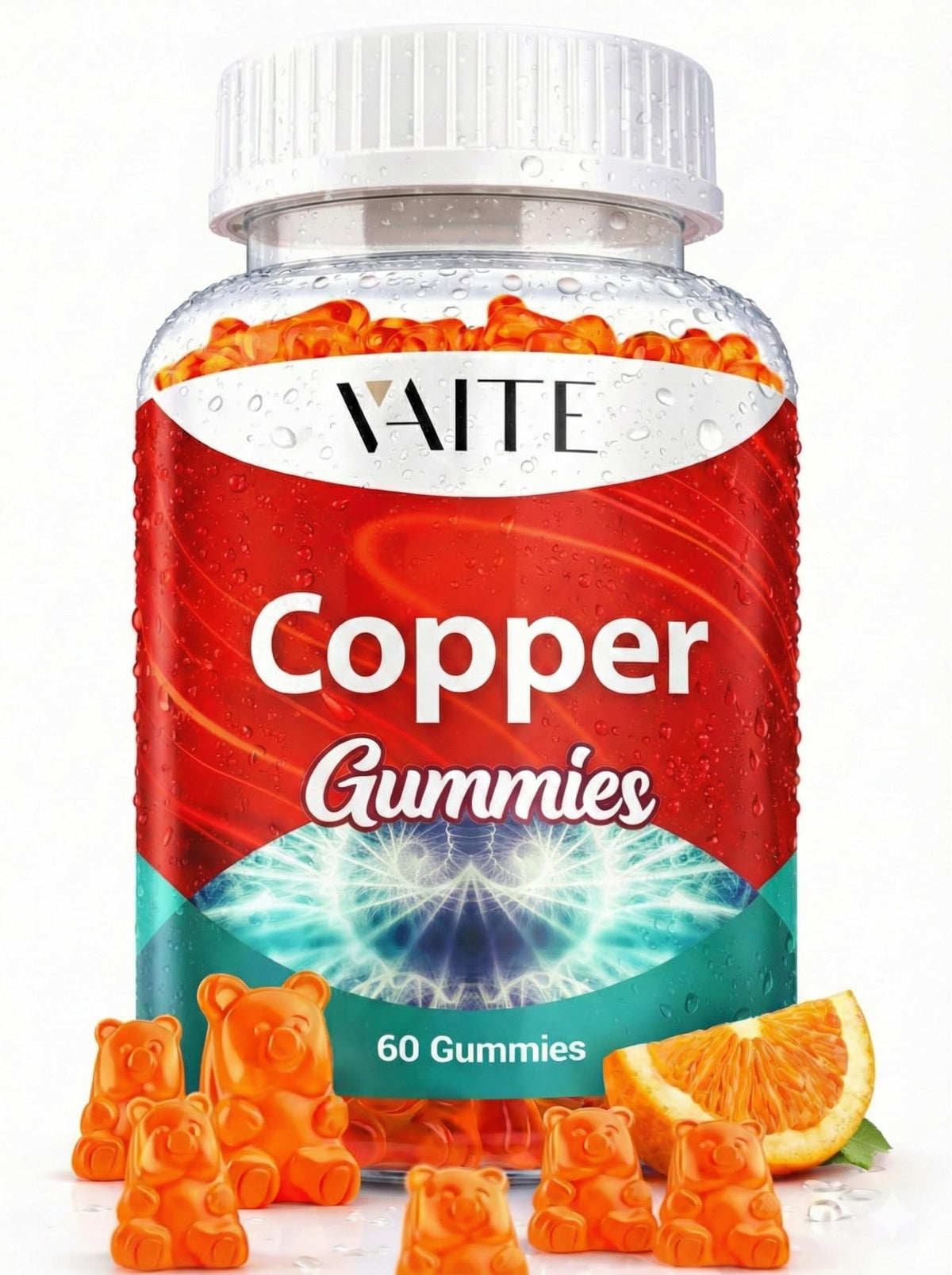 Vue de face des gummies au cuivre VAITE en emballage