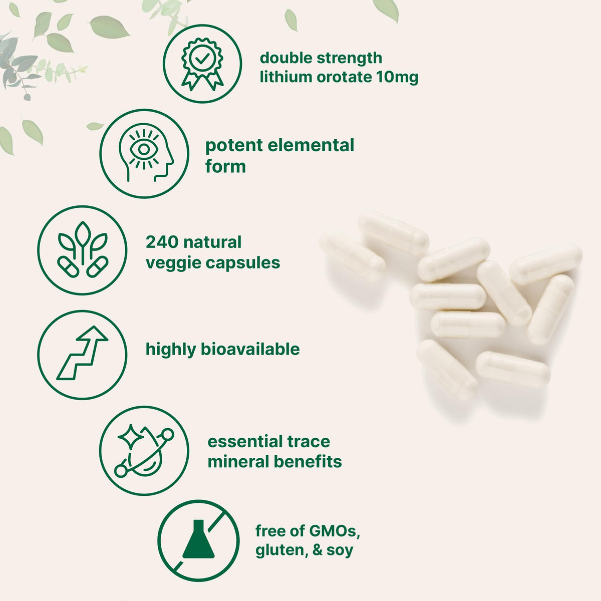 Vue de face du supplément Lithium Orotate 10mg Micro Ingredients
