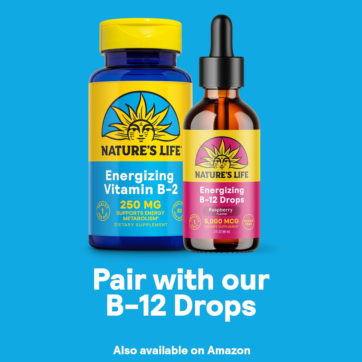 Vue de l'arrière de l'emballage de Nature's Life Vitamine B-2 250 mg