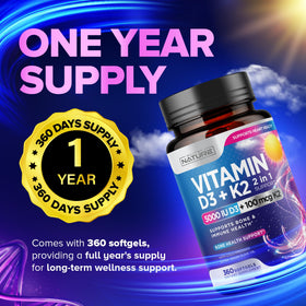 Vue de l'arrière de l'emballage de Vitamine D3 K2