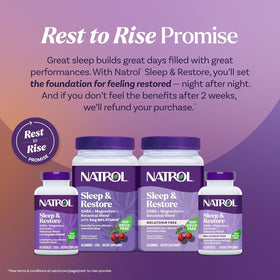 Vue de l'arrière de l'emballage des capsules Natrol Sommeil & Récupération
