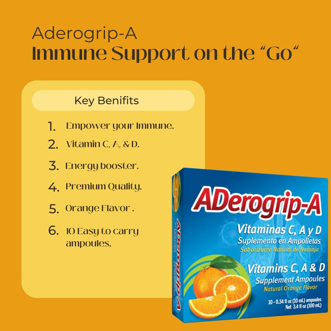 Vue de l'arrière de la boîte de 10 ampoules ADEROGRIP-A