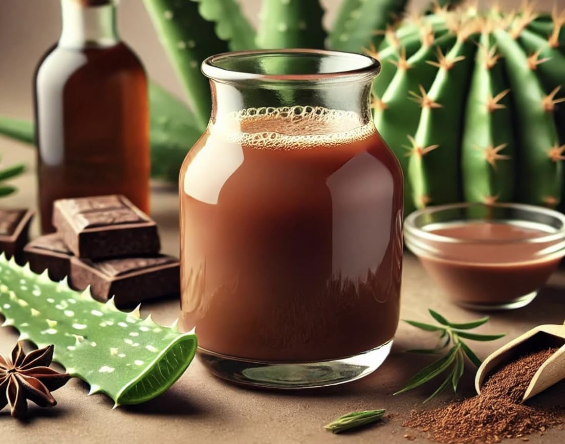Vue de l'arrière de la bouteille de complément alimentaire Aloe Vera