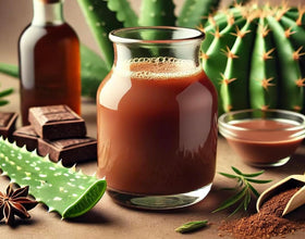 Vue de l'arrière de la bouteille de complément alimentaire Aloe Vera
