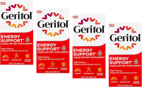 Vue de l'arrière de la bouteille de Geritol liquide B-vitamines