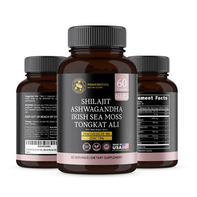 Vue de l'arrière de la bouteille de Shilajit PrimeBiotics
