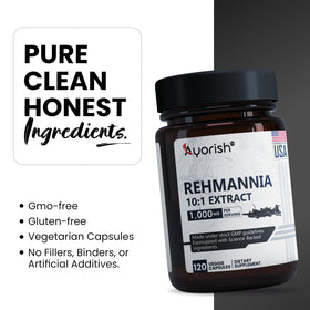Vue de l'arrière du flacon Ayorish de Rehmannia 1000mg