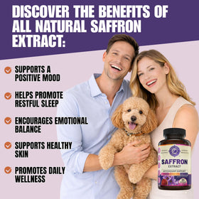 Vue de l'arrière du flacon d'extrait de safran pur WHOLE WORLD WELLNESS