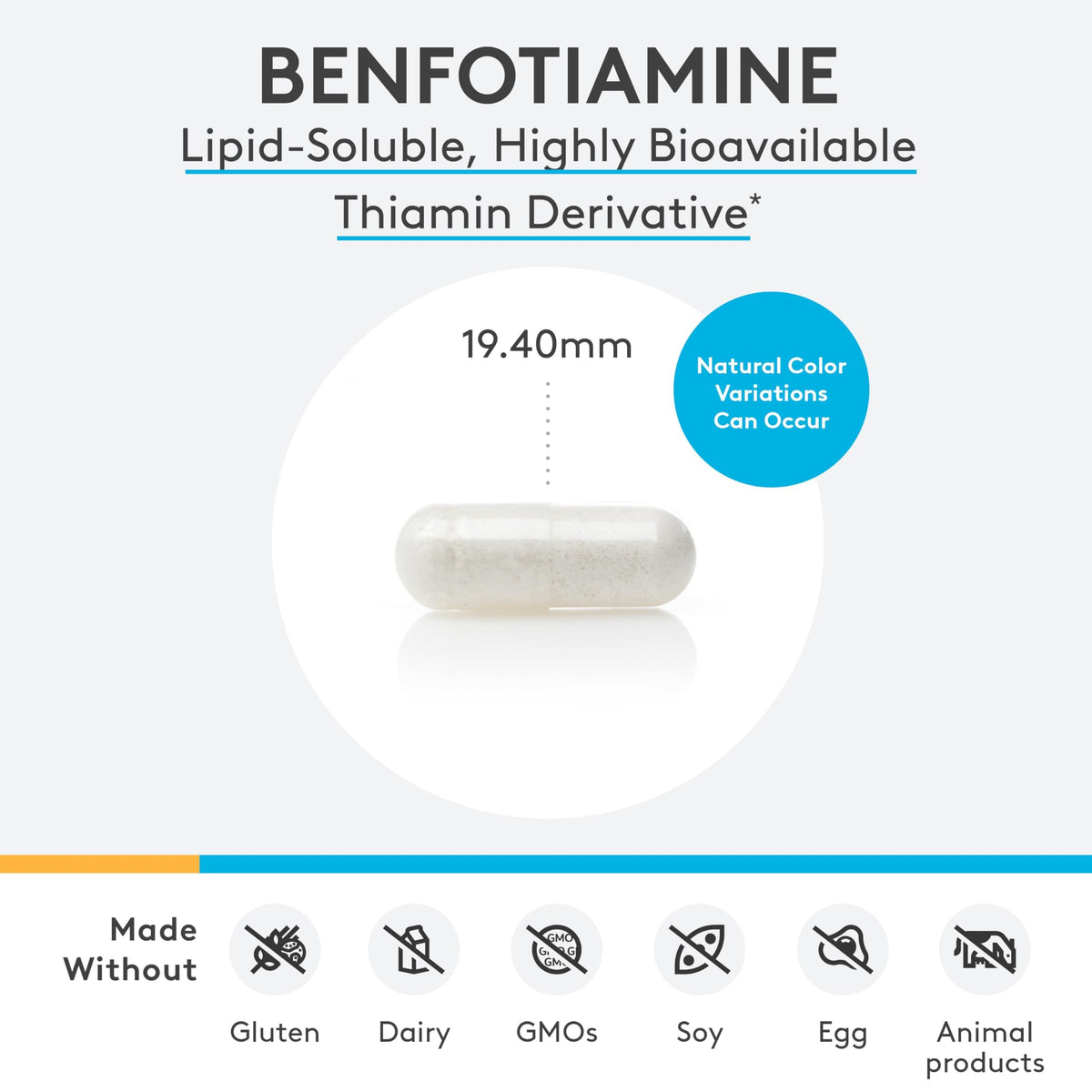 Vue de l'arrière du flacon de XYMOGEN Benfotiamine 300 mg