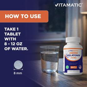 Vue de l'arrière du flacon Vitamatic Mélatonine 10 mg