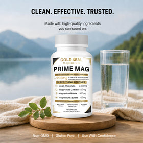 Vue de l'arrière du packaging Gold Seal Magnesium