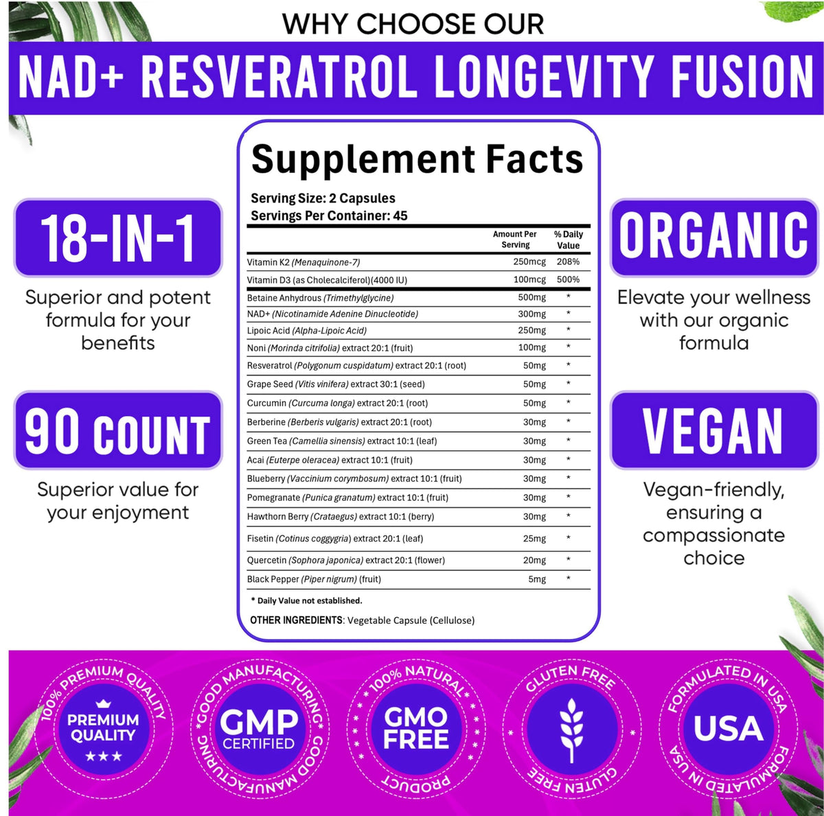 Vue de l'emballage d'Adndale Liposomal NAD Complément Alimentaire