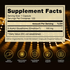Vue de l'emballage des capsules de S-Acétyl Glutathione