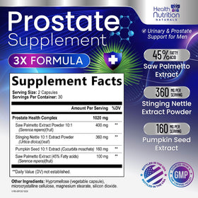 Vue de l'emballage des capsules de soutien à la prostate