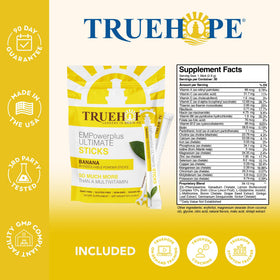 Vue de l'emballage des sachets Truehope avec ingrédients visibles