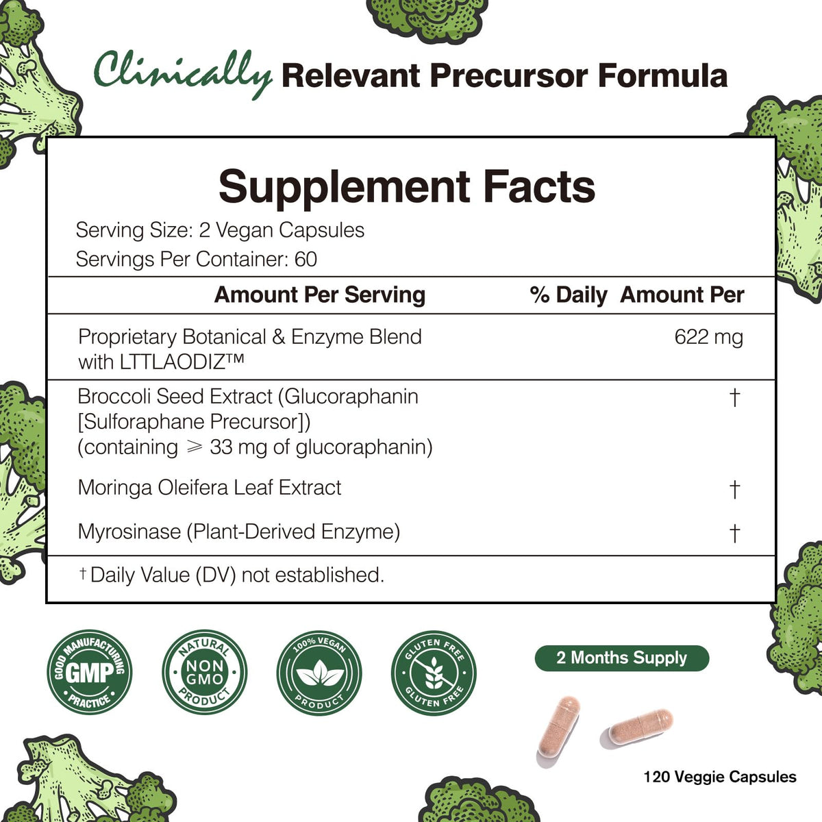 Vue de l'emballage du complément Sulforaphane LTTLAODIZ 120 capsules