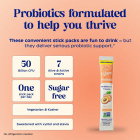 Vue de l'emballage du mélange de boisson probiotique Enzymedica SubCulture Pêche