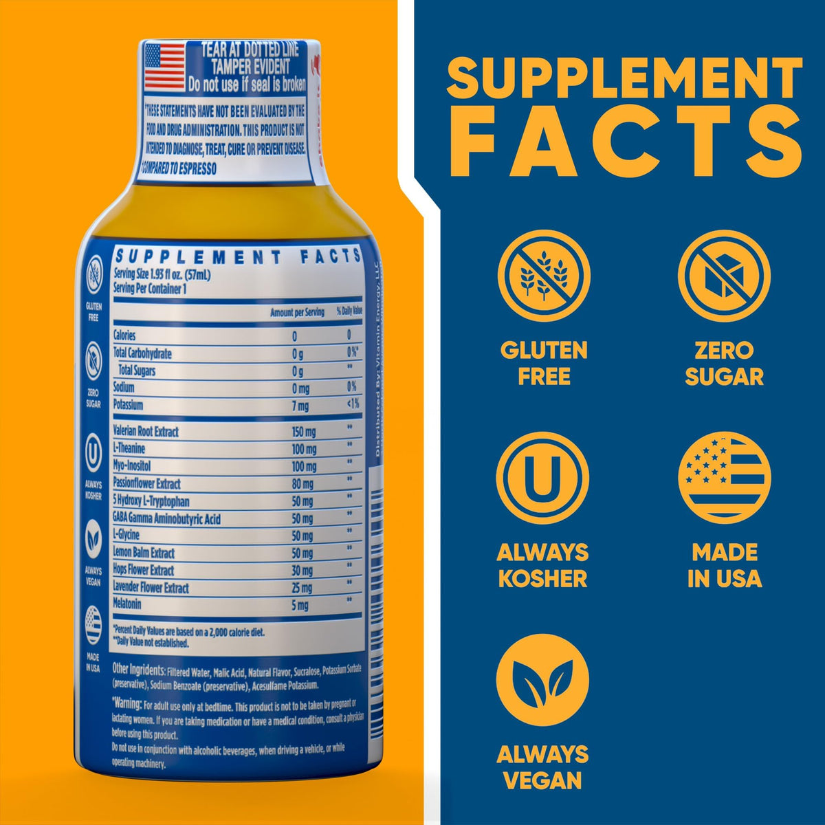 Vue de l'emballage du shot de sommeil Vitamin Energy, 48 packs