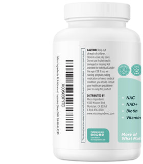 Vue de l'étiquette avec les ingrédients de Micro Ingredients Acide Alpha-Lipoïque+