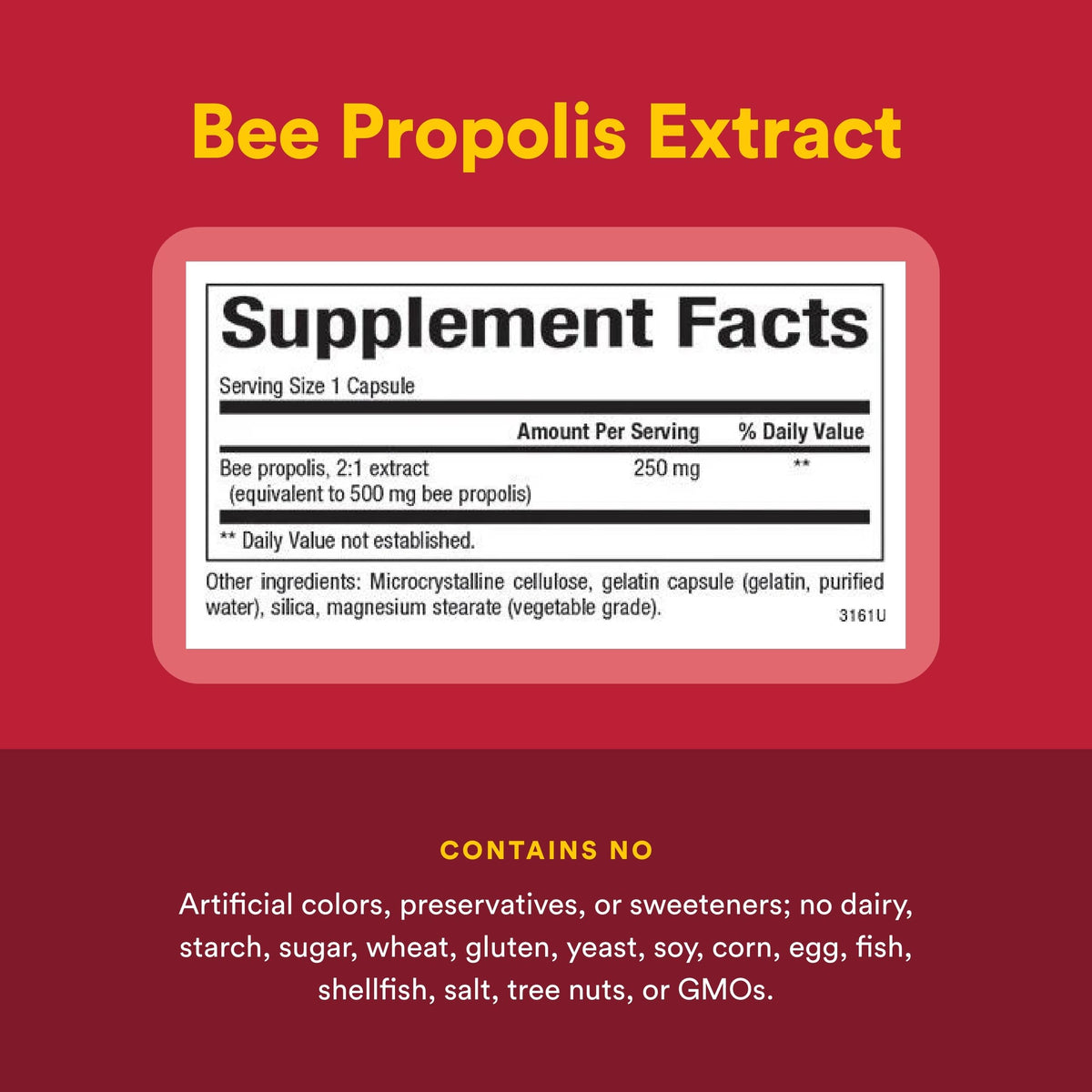 Vue de l'étiquette de l'extrait de propolis Natural Factors