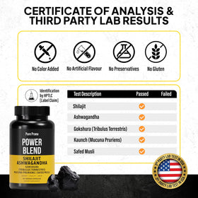 Vue de l'étiquette de Pure Prana Shilajit pour Hommes