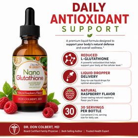 Vue de l'étiquette des gouttes L-Glutathione Divine Health
