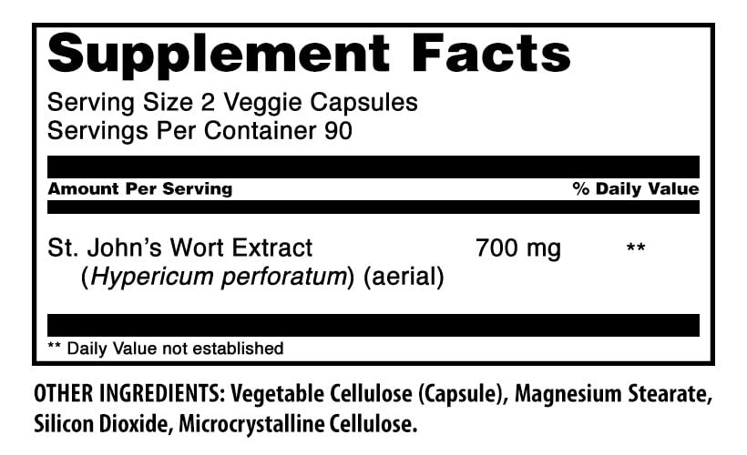 Vue de l'étiquette du complément alimentaire millepertuis Amazing Nutrition