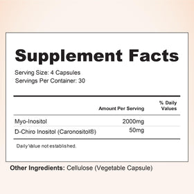 Vue de l'étiquette du complément Myo & D-Chiro Inositol de Nourished