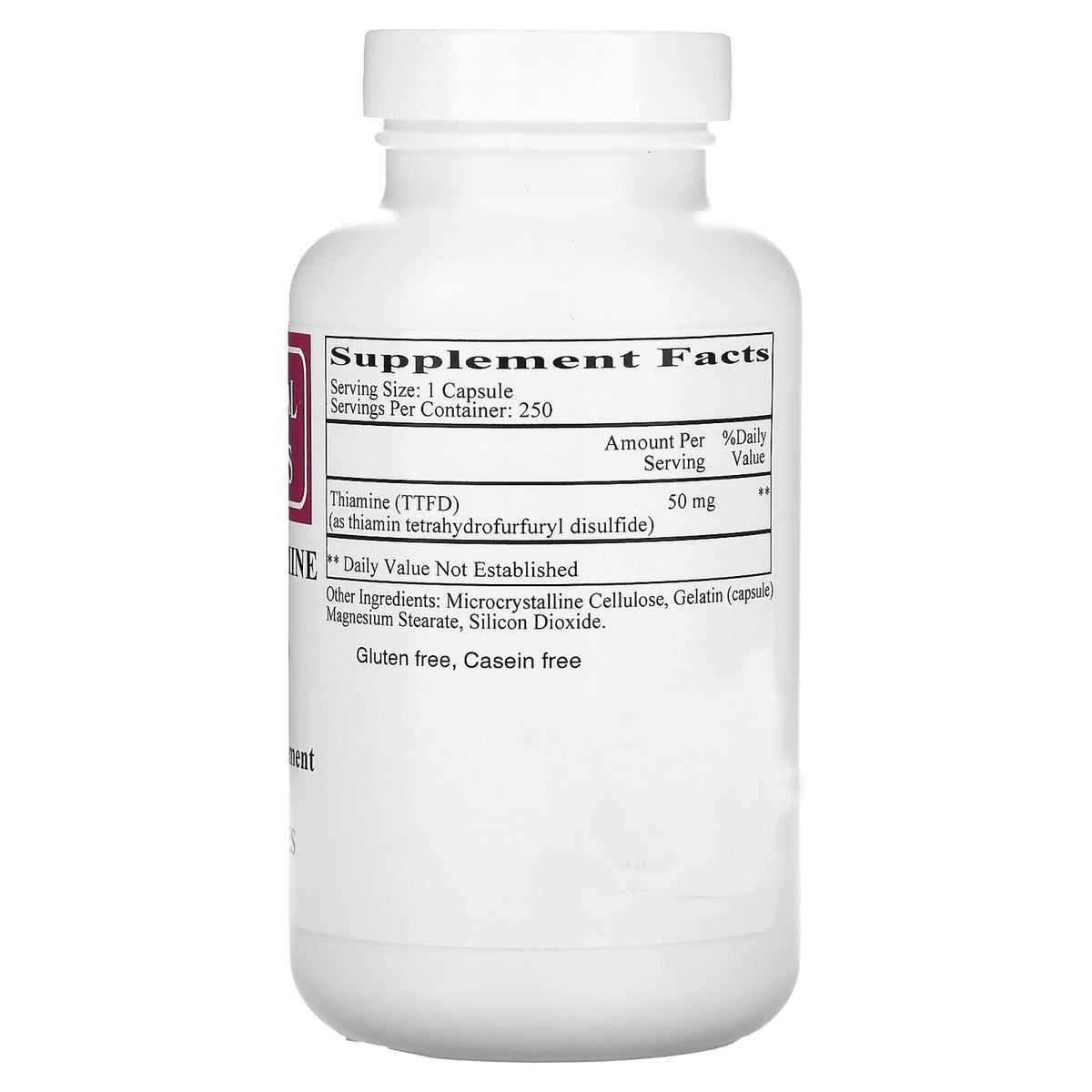 Vue de l'étiquette du complément Thiamine B1 50 mg Ecological Formulas
