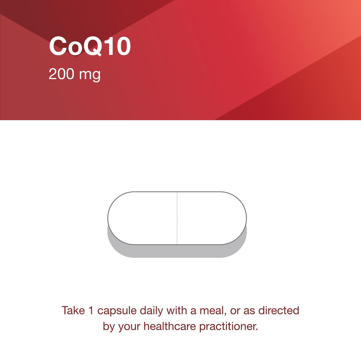 Vue de l'étiquette du flacon de CoQ10 200 mg PROTOCOL FOR LIFE BALANCE