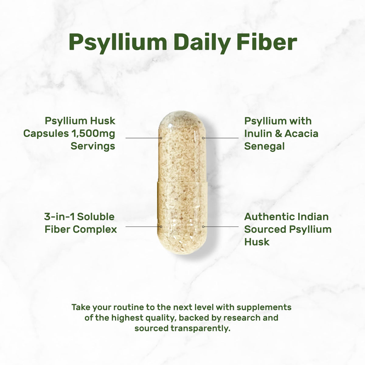 Vue de l'étiquette du flacon de psyllium 1500mg DEAL SUPPLEMENT